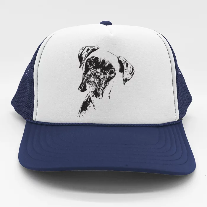 BOXER DOG FACE DOG LOVERS BOXER DOG GIFT Trucker Hat