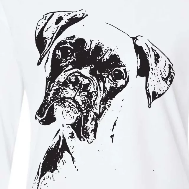 BOXER DOG FACE DOG LOVERS BOXER DOG GIFT Womens Cotton Relaxed Long Sleeve T-Shirt