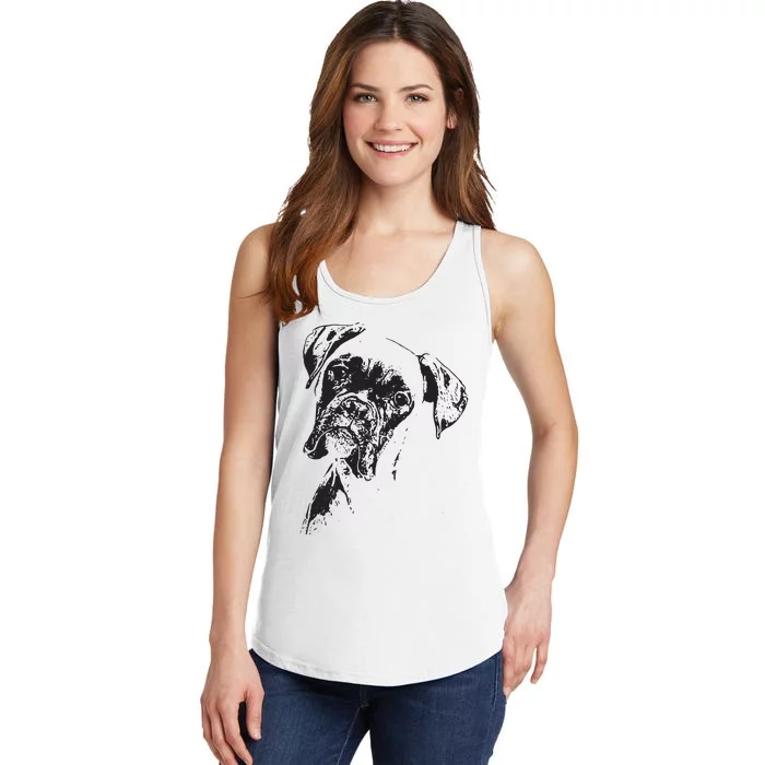 BOXER DOG FACE DOG LOVERS BOXER DOG GIFT Ladies Essential Tank