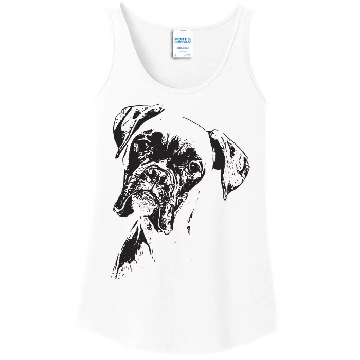 BOXER DOG FACE DOG LOVERS BOXER DOG GIFT Ladies Essential Tank