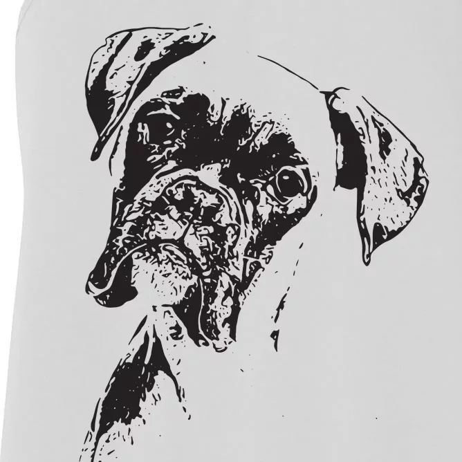 BOXER DOG FACE DOG LOVERS BOXER DOG GIFT Women's Racerback Tank