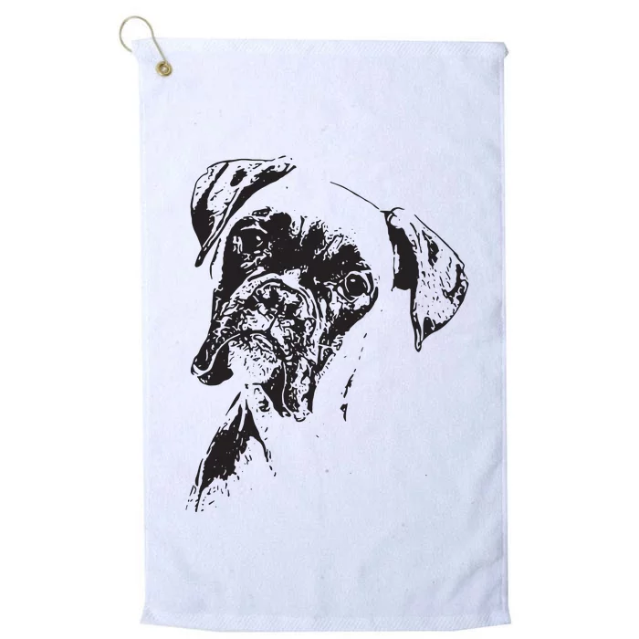 BOXER DOG FACE DOG LOVERS BOXER DOG GIFT Platinum Collection Golf Towel