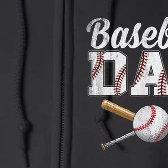 Baseball Dad For Dad Fathers Day Baseball Lovers Full Zip Hoodie