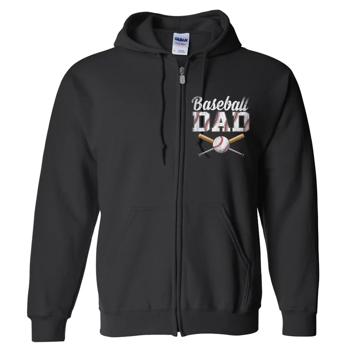 Baseball Dad For Dad Fathers Day Baseball Lovers Full Zip Hoodie