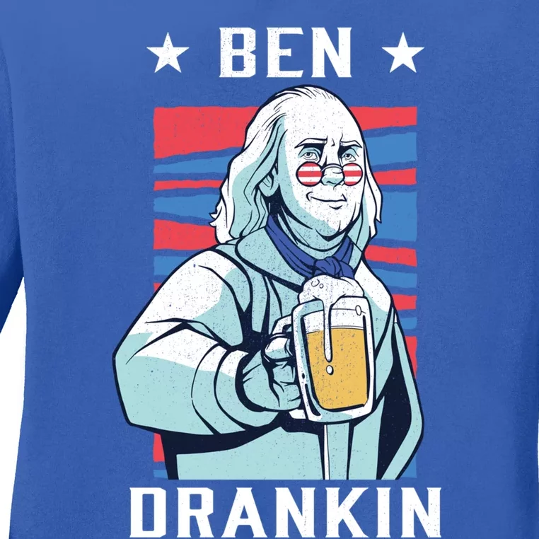 Ben Drankin Funny 4th Of July Patriotic Usa Merica Funny Gift Ladies Long Sleeve Shirt