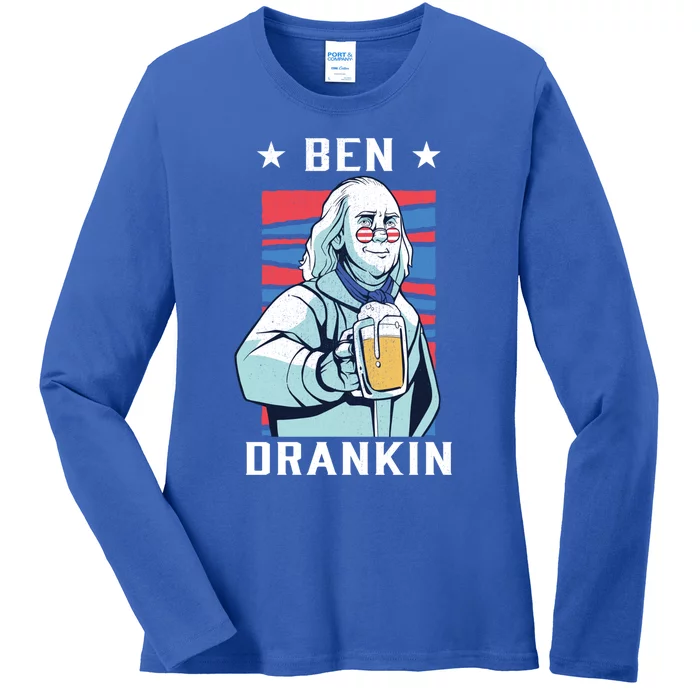 Ben Drankin Funny 4th Of July Patriotic Usa Merica Funny Gift Ladies Long Sleeve Shirt