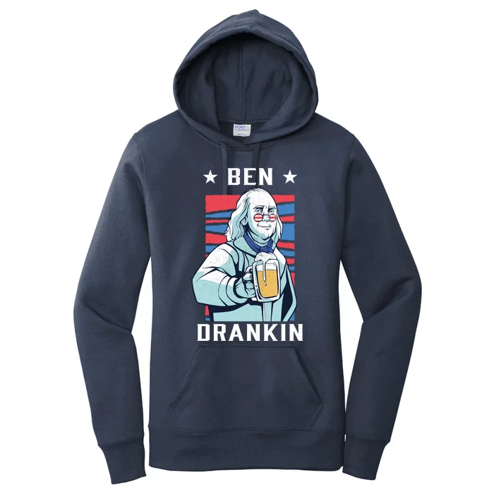 Ben Drankin Funny 4th Of July Patriotic Usa Merica Funny Gift Women's Pullover Hoodie