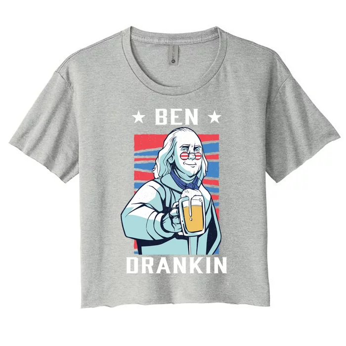 Ben Drankin Funny 4th Of July Patriotic Usa Merica Funny Gift Women's Crop Top Tee