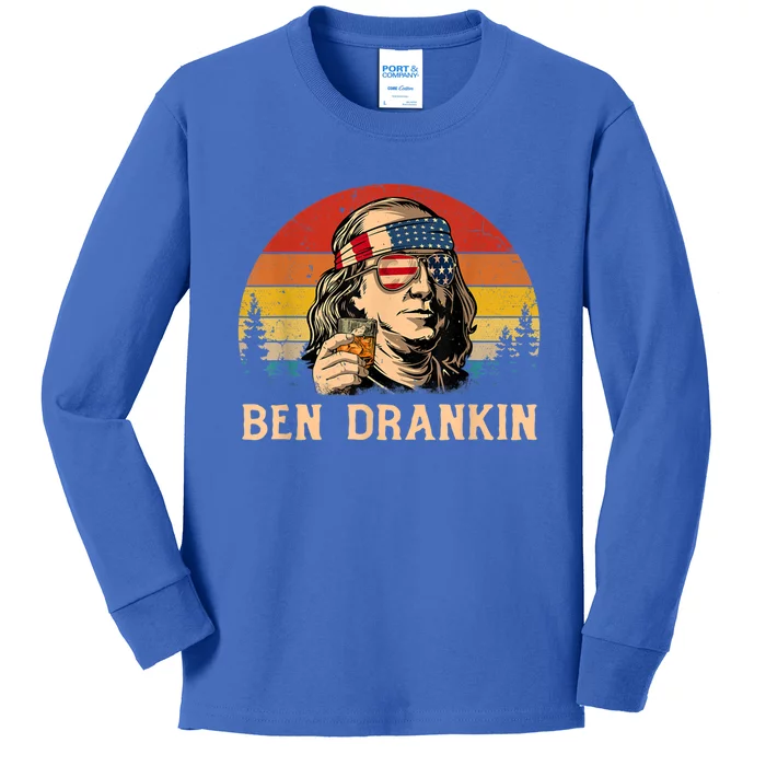 Ben Drankin Funny Benjamin Franklin July 4th Independence Gift Kids Long Sleeve Shirt