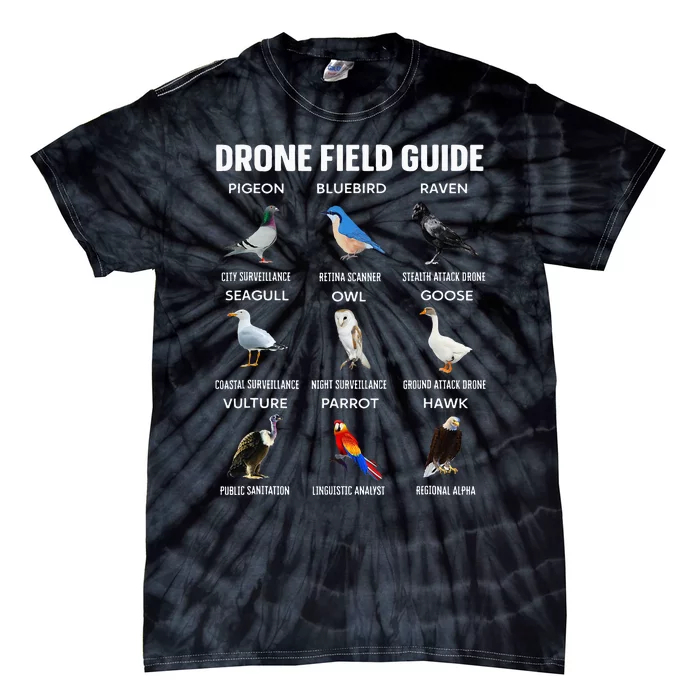 Birds Drone Field Guide They Aren’T Real Tie-Dye T-Shirt