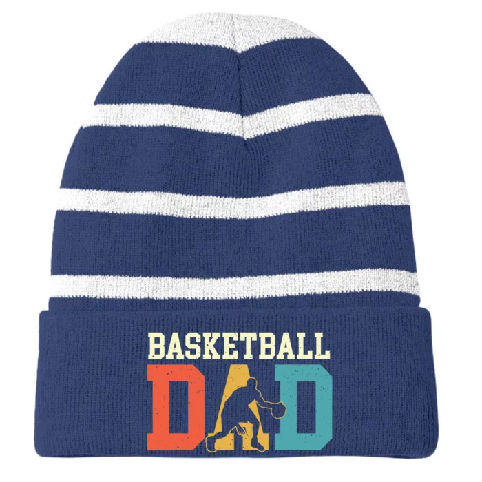 Basketball Dad - Fathers Day Game Trainer Ball Sports Lover Striped Beanie with Solid Band