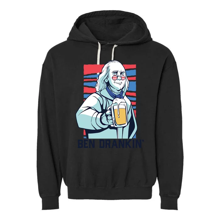 Ben Drankin Funny Ing Benjamin Franklin Meme July 4th Cool Gift Garment-Dyed Fleece Hoodie