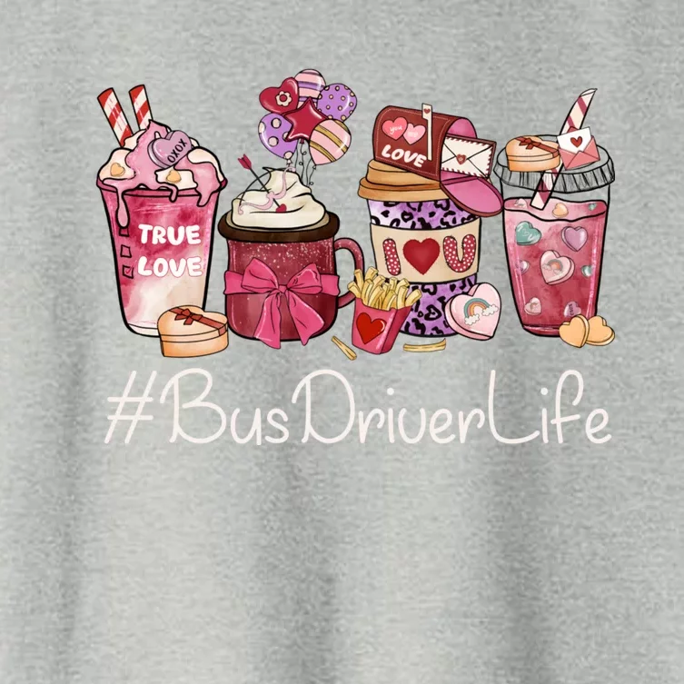 Bus Driver Funny Coffee Hearts Happy Valentines Day Gift Women's Crop Top Tee