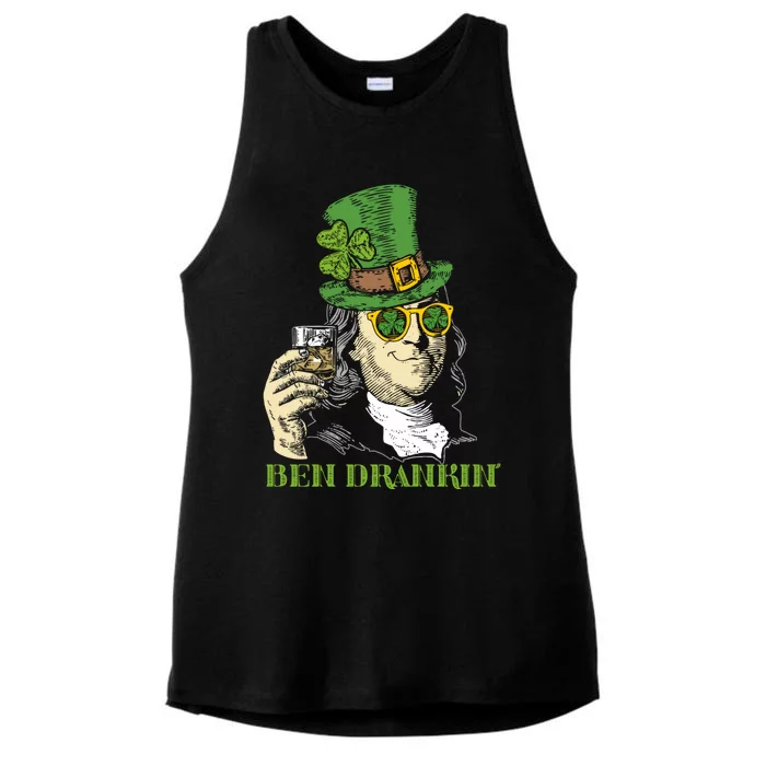 Ben Drankin Funny Green Shamrock Political St Patricks Day Gift Ladies Tri-Blend Wicking Tank