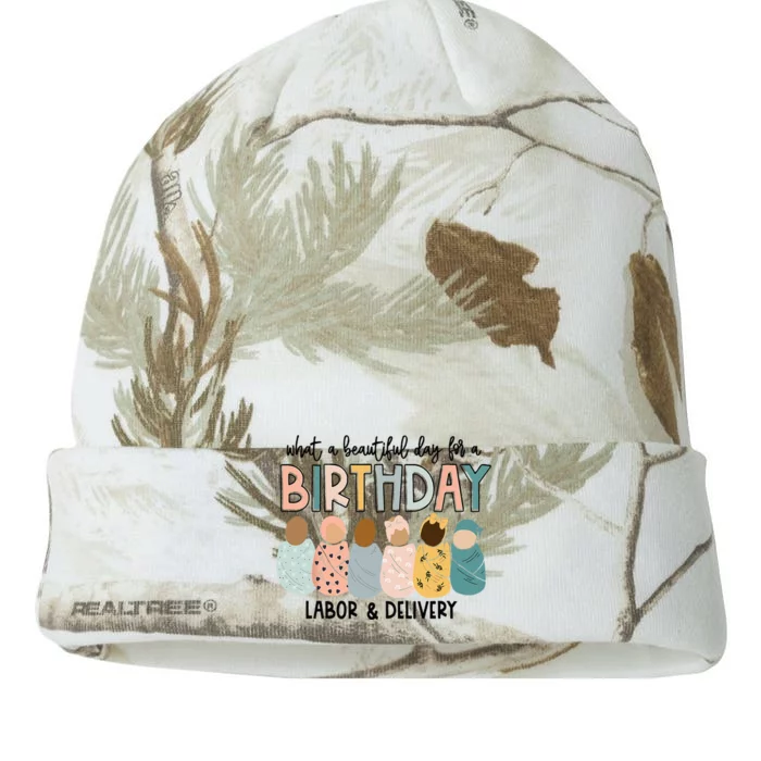 Beautiful Day for A Birthday Labor and Delivery Nurse Kati - 12in Camo Beanie