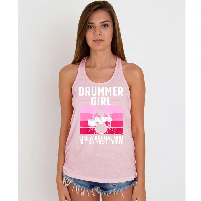 Best Drums For Girls Women Drummer Music Band Drum Musician Women's Knotted Racerback Tank