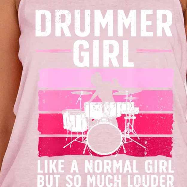 Best Drums For Girls Women Drummer Music Band Drum Musician Women's Knotted Racerback Tank