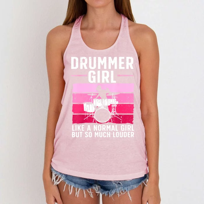 Best Drums For Girls Women Drummer Music Band Drum Musician Women's Knotted Racerback Tank