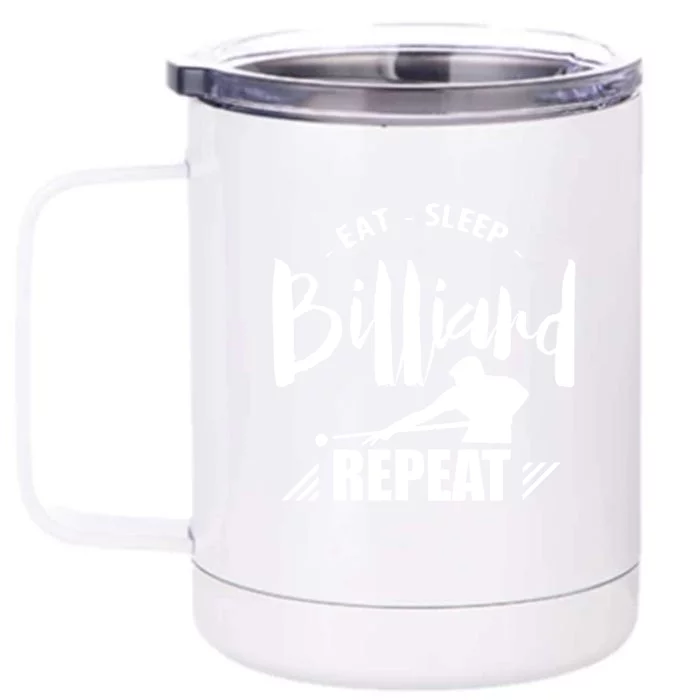 Billiards Dad Funny Eat Sleep Billiards Repeat Gift Father's Day Front & Back 12oz Stainless Steel Tumbler Cup