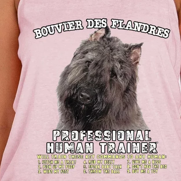 Bouvier Des Flandres Professional Human Trainer Cute Dog Women's Knotted Racerback Tank