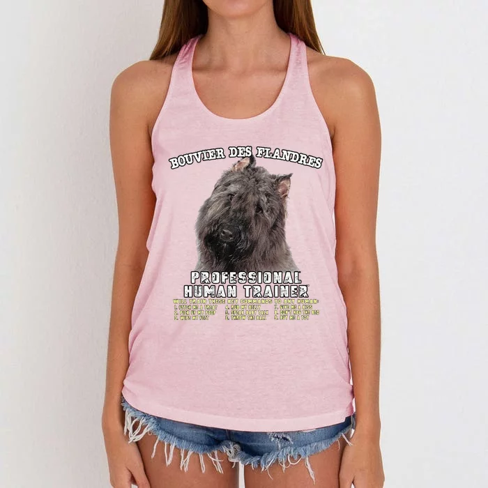 Bouvier Des Flandres Professional Human Trainer Cute Dog Women's Knotted Racerback Tank