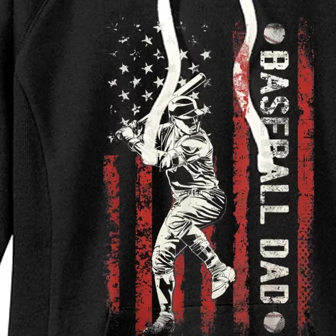 Baseball Dad Flag Gifts Dad Men Baseball Fathers Day Women's Fleece Hoodie