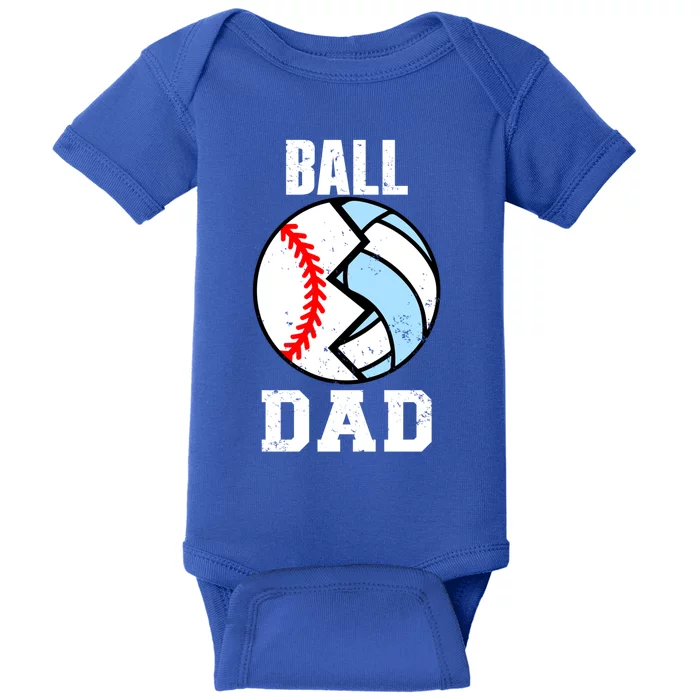 Ball Dad Funny Baseball Volleyball Dad Cute Gift Baby Bodysuit