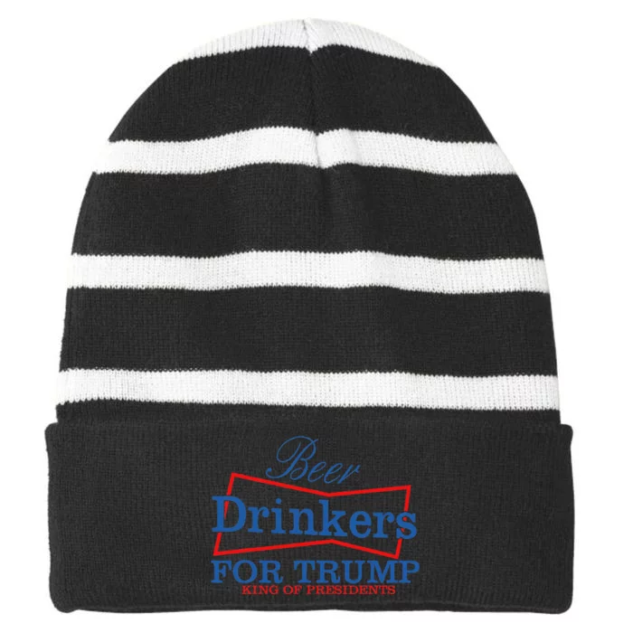 Beer Drinkers For Trump Presidential Support Striped Beanie with Solid Band