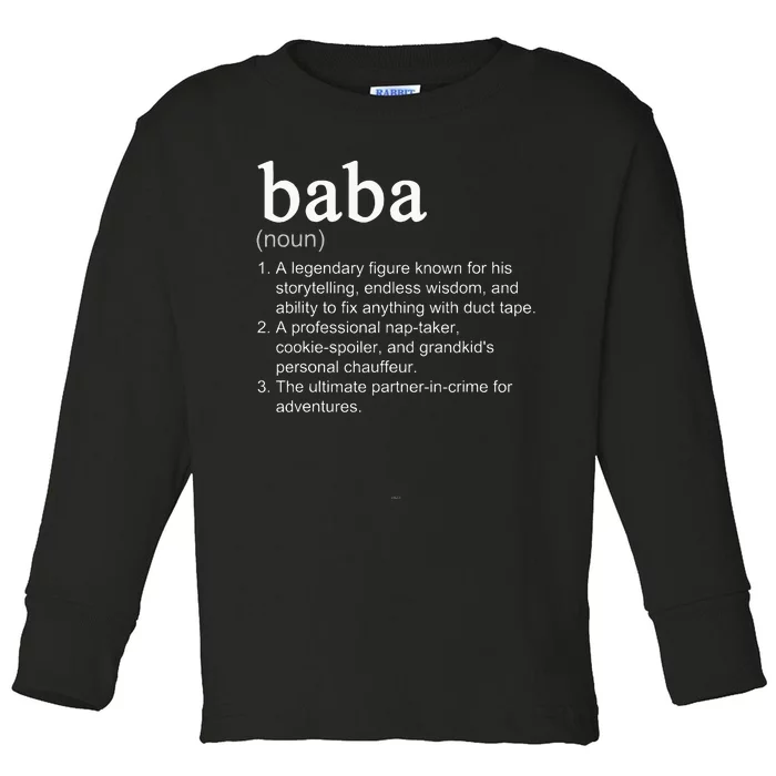 Baba Definition Funny Cool Toddler Long Sleeve Shirt