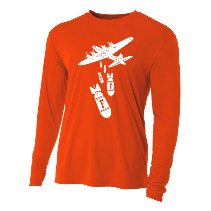 Bomber Dropping F Bombs Funny Cooling Performance Long Sleeve Crew