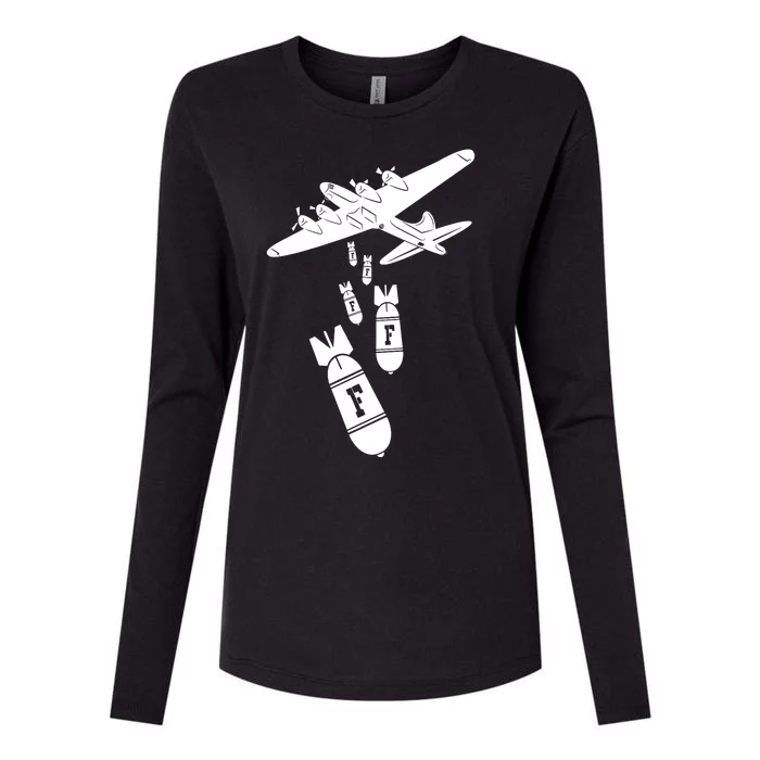 Bomber Dropping F Bombs Funny Womens Cotton Relaxed Long Sleeve T-Shirt