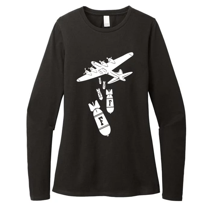 Bomber Dropping F Bombs Funny Womens CVC Long Sleeve Shirt