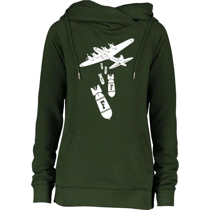 Bomber Dropping F Bombs Funny Womens Funnel Neck Pullover Hood