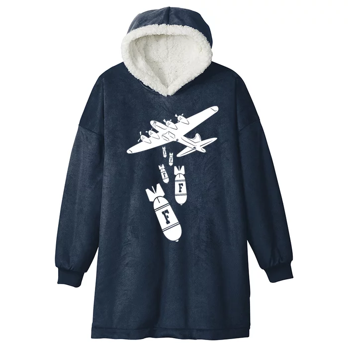 Bomber Dropping F Bombs Funny Hooded Wearable Blanket