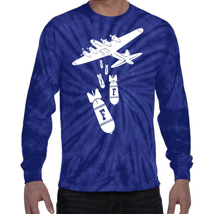 Bomber Dropping F Bombs Funny Tie-Dye Long Sleeve Shirt