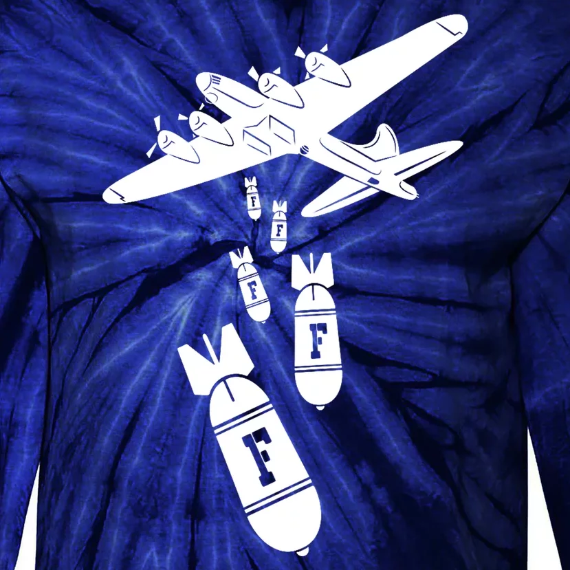 Bomber Dropping F Bombs Funny Tie-Dye Long Sleeve Shirt