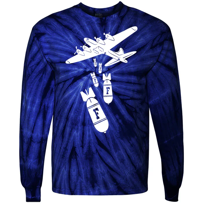 Bomber Dropping F Bombs Funny Tie-Dye Long Sleeve Shirt