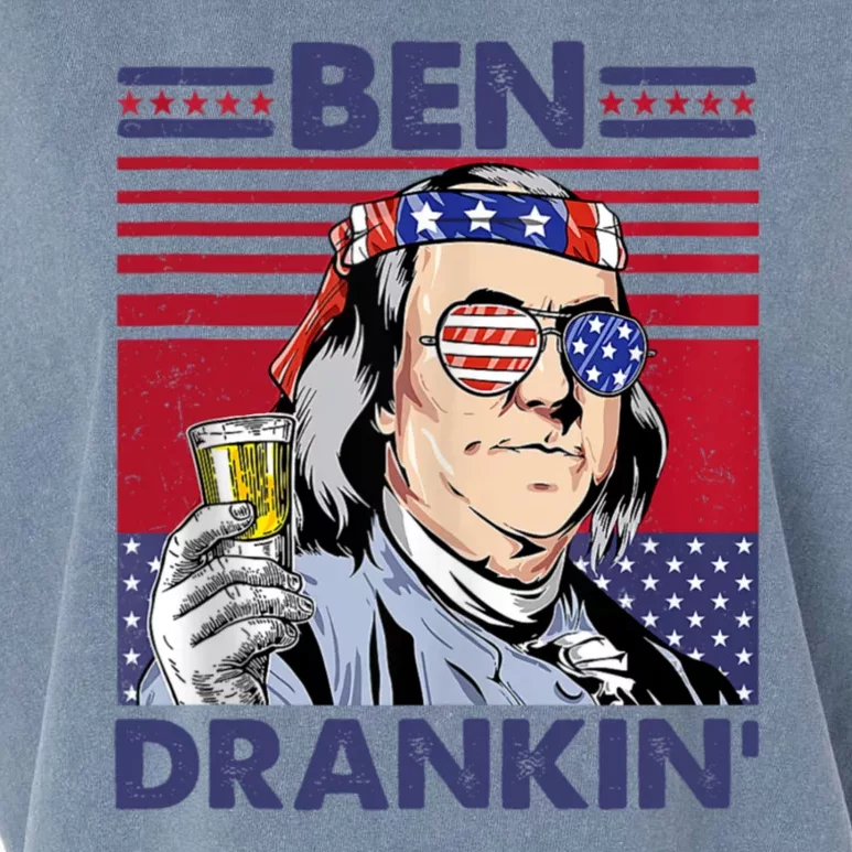 Ben Drankin Funny 4th Of July Drinking Presidents Garment-Dyed Women's Muscle Tee