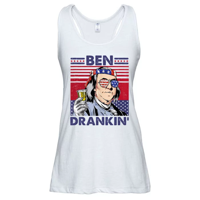 Ben Drankin Funny 4th Of July Drinking Presidents Ladies Essential Flowy Tank