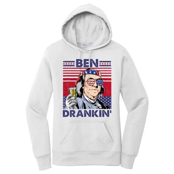 Ben Drankin Funny 4th Of July Drinking Presidents Women's Pullover Hoodie