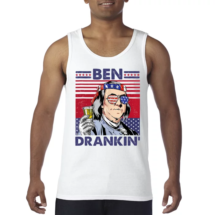 Ben Drankin Funny 4th Of July Drinking Presidents Tank Top