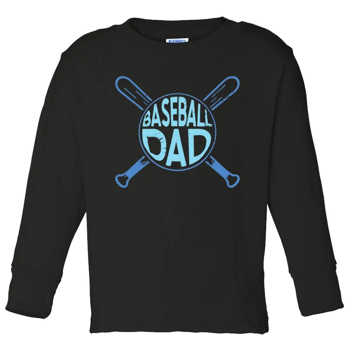 Baseball Dad Father Baseballer Daddy Papa Father's Day Toddler Long Sleeve Shirt