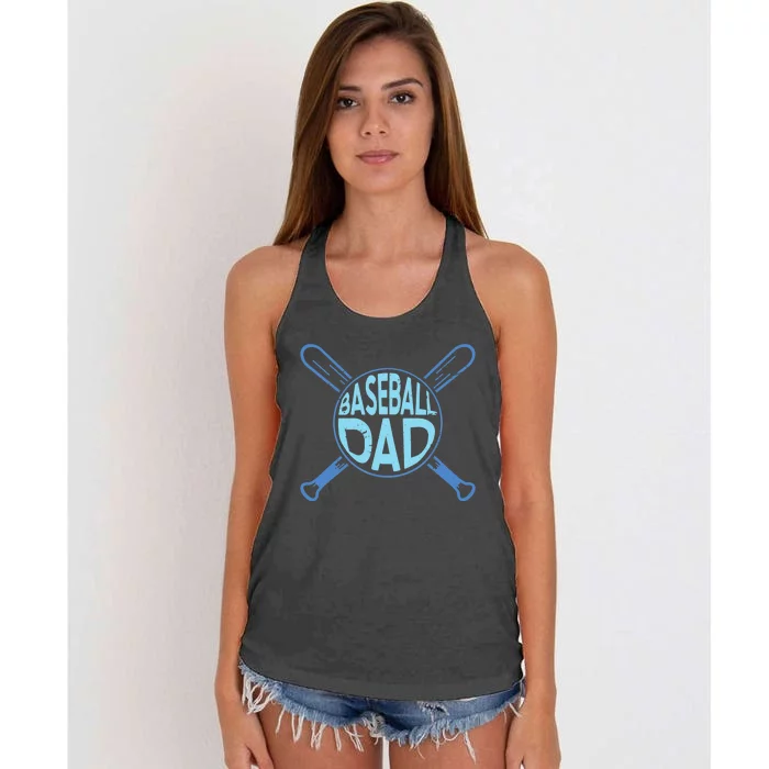 Baseball Dad Father Baseballer Daddy Papa Father's Day Women's Knotted Racerback Tank