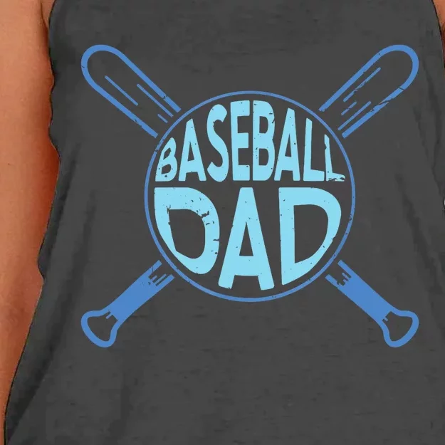 Baseball Dad Father Baseballer Daddy Papa Father's Day Women's Knotted Racerback Tank