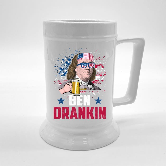 Ben Drankin Funny Benjamin Franklin July 4th Independence Gift Front & Back Beer Stein