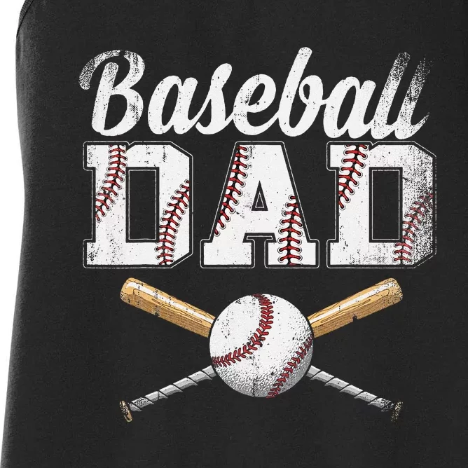 Baseball Dad For Dad Fathers Day Baseball Lovers Women's Racerback Tank