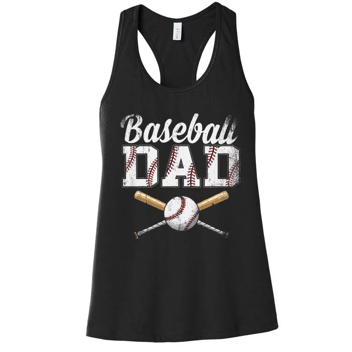 Baseball Dad For Dad Fathers Day Baseball Lovers Women's Racerback Tank