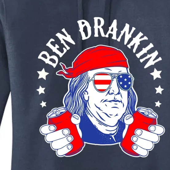 Ben Drankin Funny 4th Of July American Flag Usa Patriotic Gift Women's Pullover Hoodie