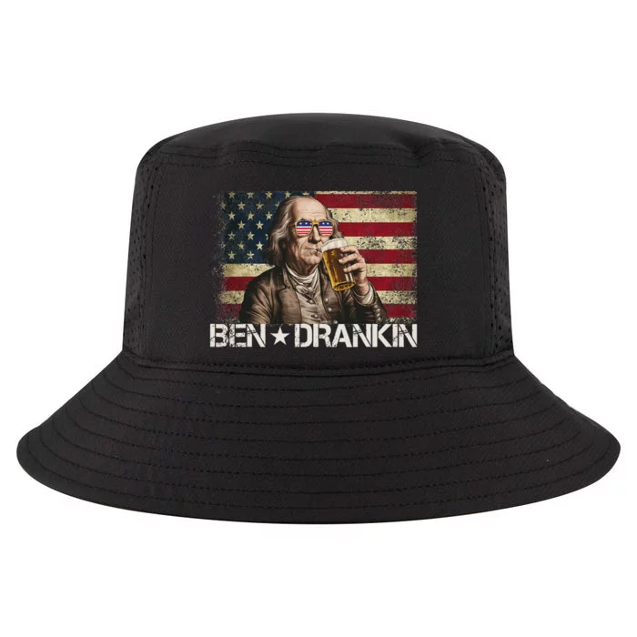 Ben Drankin Funny Beer 4th Of July Retro Usa Flag 4 July Cool Comfort Performance Bucket Hat