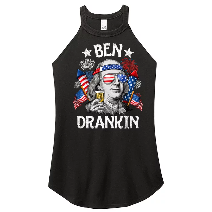 Ben Drankin Funny 4th Of July Shirts Fireworks Patriotic Women’s Perfect Tri Rocker Tank